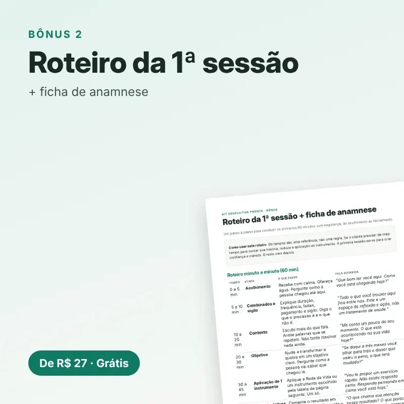 Capa do bônus Roteiro da 1ª sessão + ficha de anamnese
